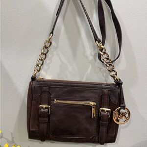 Michael Kors Brown Leather and Suede Crossbody Bag